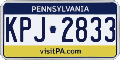 PA license plate KPJ2833