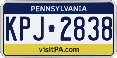 PA license plate KPJ2838