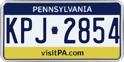 PA license plate KPJ2854
