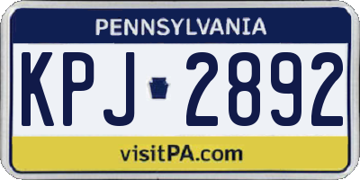 PA license plate KPJ2892