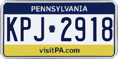 PA license plate KPJ2918