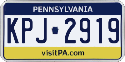 PA license plate KPJ2919