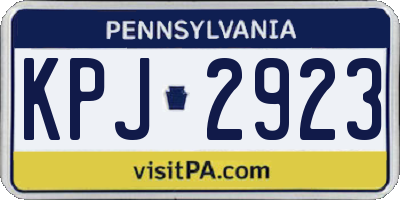 PA license plate KPJ2923