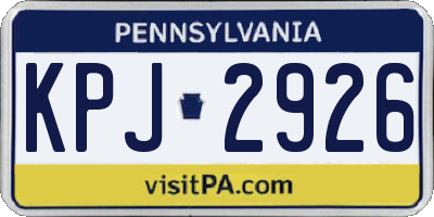 PA license plate KPJ2926