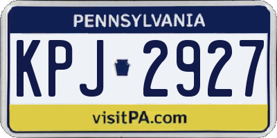 PA license plate KPJ2927