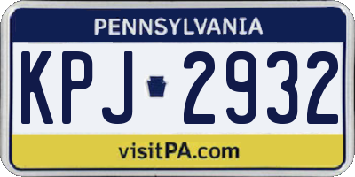 PA license plate KPJ2932