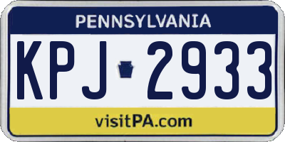 PA license plate KPJ2933