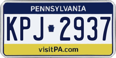 PA license plate KPJ2937