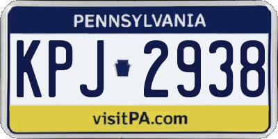 PA license plate KPJ2938