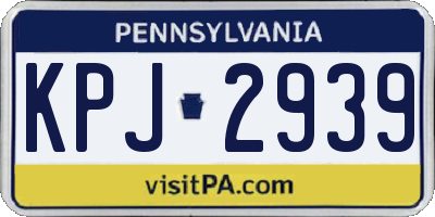 PA license plate KPJ2939