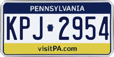PA license plate KPJ2954
