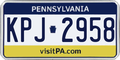 PA license plate KPJ2958