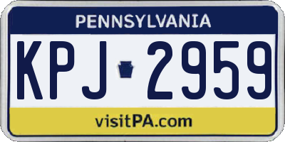 PA license plate KPJ2959