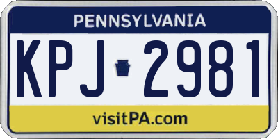 PA license plate KPJ2981