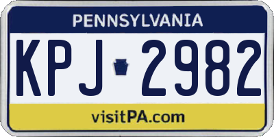 PA license plate KPJ2982