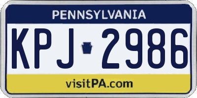 PA license plate KPJ2986