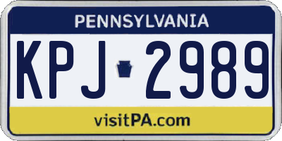 PA license plate KPJ2989
