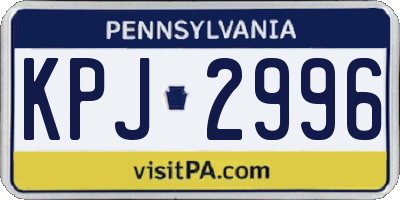 PA license plate KPJ2996