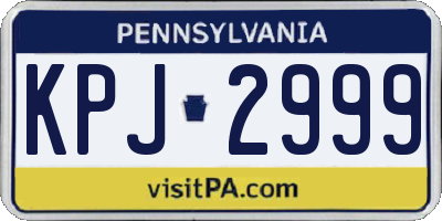 PA license plate KPJ2999