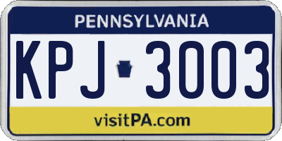 PA license plate KPJ3003