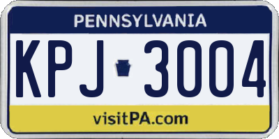 PA license plate KPJ3004
