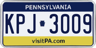 PA license plate KPJ3009