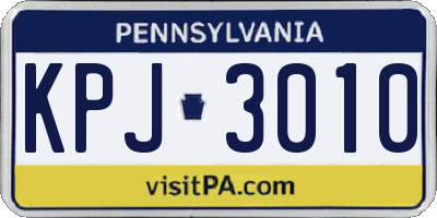 PA license plate KPJ3010