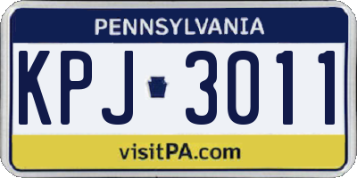 PA license plate KPJ3011