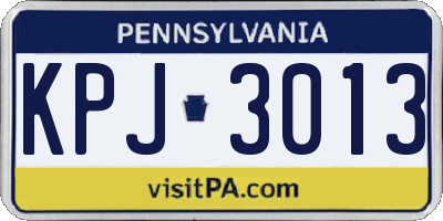 PA license plate KPJ3013