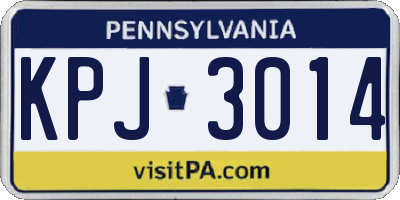 PA license plate KPJ3014