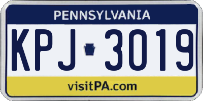 PA license plate KPJ3019