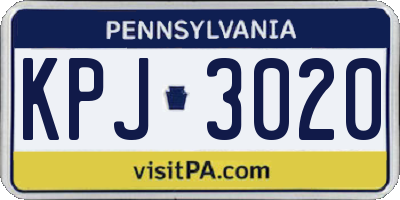 PA license plate KPJ3020