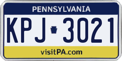 PA license plate KPJ3021