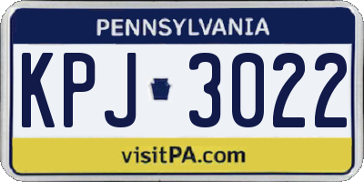 PA license plate KPJ3022