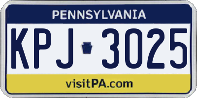 PA license plate KPJ3025