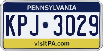 PA license plate KPJ3029
