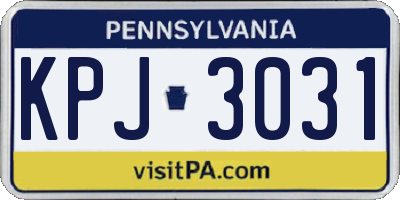 PA license plate KPJ3031