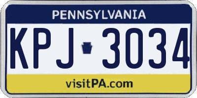 PA license plate KPJ3034