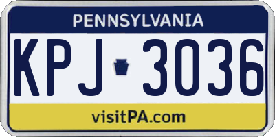 PA license plate KPJ3036