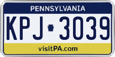 PA license plate KPJ3039