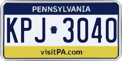 PA license plate KPJ3040