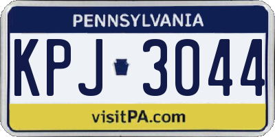 PA license plate KPJ3044
