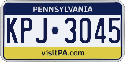 PA license plate KPJ3045