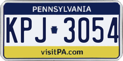 PA license plate KPJ3054
