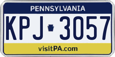PA license plate KPJ3057