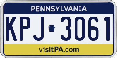 PA license plate KPJ3061