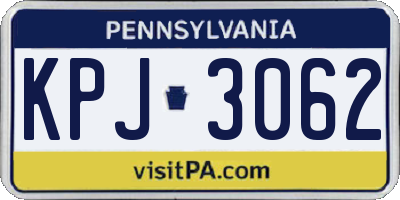 PA license plate KPJ3062