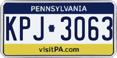 PA license plate KPJ3063