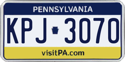 PA license plate KPJ3070