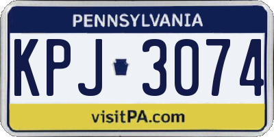 PA license plate KPJ3074